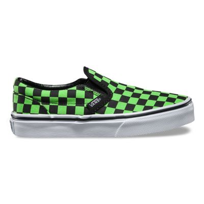 green checkerboard slip on vans