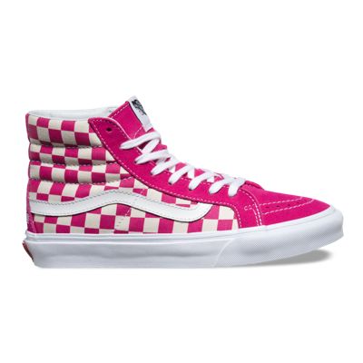 pink checkerboard vans high tops