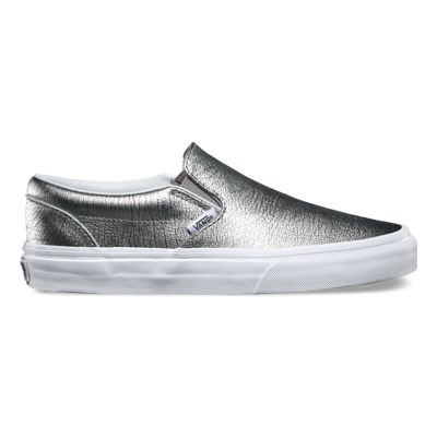 metallic slip on shoes