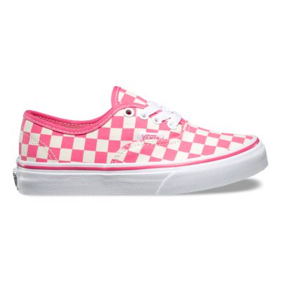 girls pink and white checkered vans