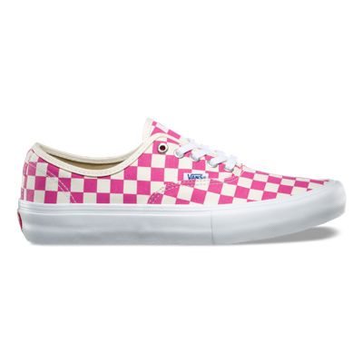 vans authentic pro fuchsia checkered skate shoes
