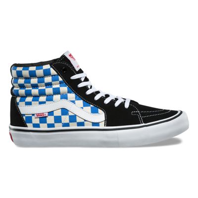 black and blue checkerboard vans