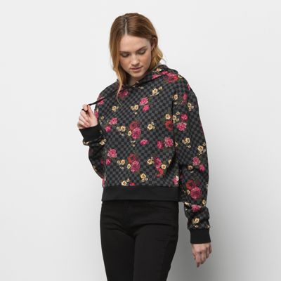 vans satin floral box pullover hoodie