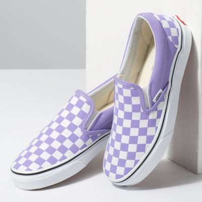 lilac and white checkered vans