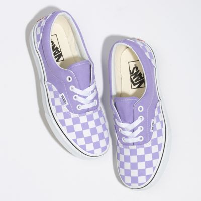 checkerboard purple vans