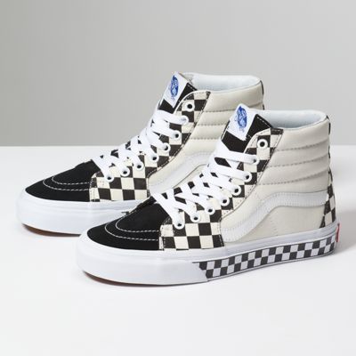 black checkered high top vans