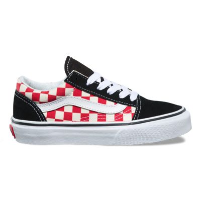 all red and black checkerboard vans