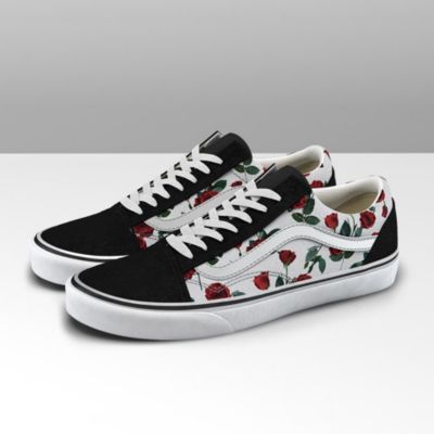 white vans with red roses