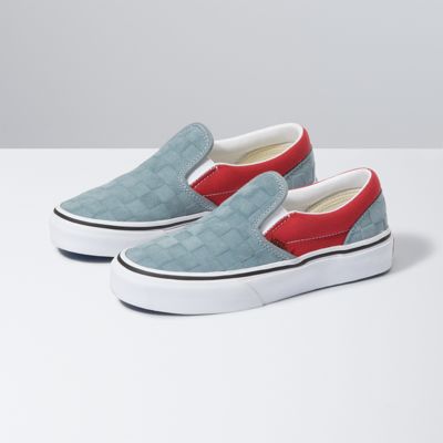 suede checkered slip on vans