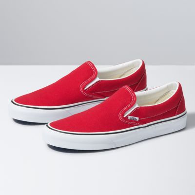 red slipon vans