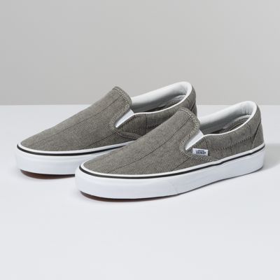 vans classic slip on gray