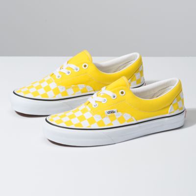 checkered vans with yellow