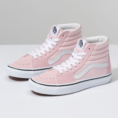 pink suede high top vans