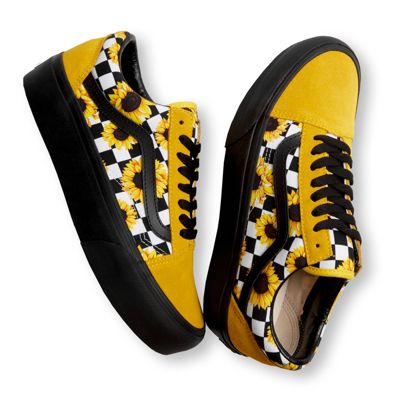 yellow vans with sunflowers
