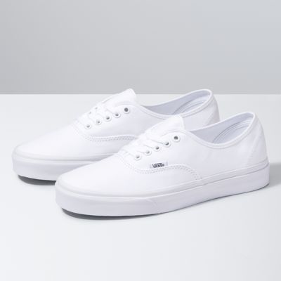 all white laced vans