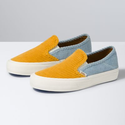 Yellow corduroy vans store slip ons