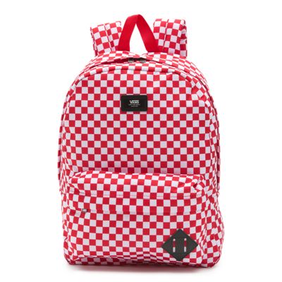 vans checkered backpack red