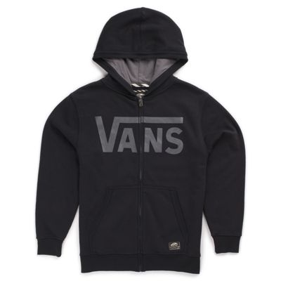 vans classic zip hoodie black white