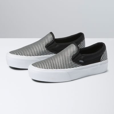 Sparkle Check Classic Slip On Platform Shop At Vans