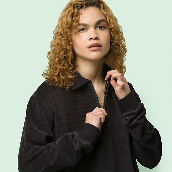 Riley Relaxed Ribbed Velour Polo Crew