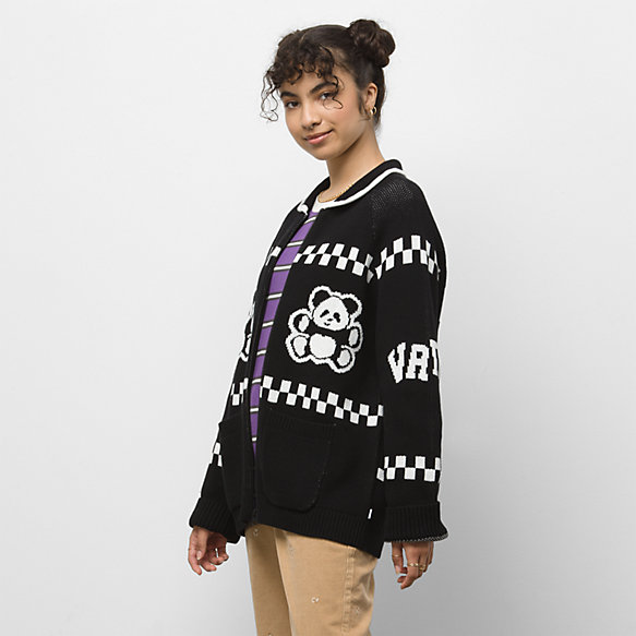 Panda Check Cardigan Sweater