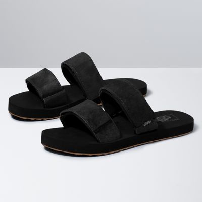 all black slide sandals