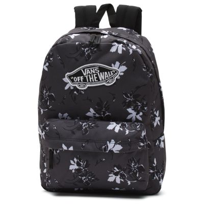 black and white floral vans backpack