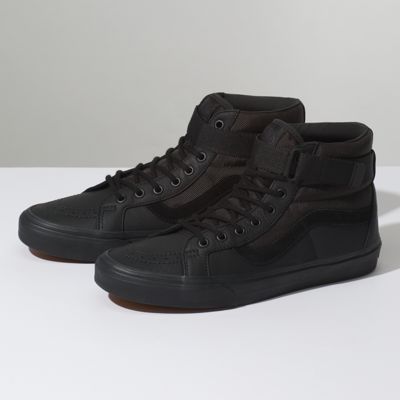 vans all black leather high tops