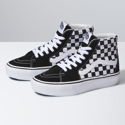 red and white checkered high top vans