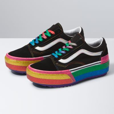 vans old skool rainbow platform shoes