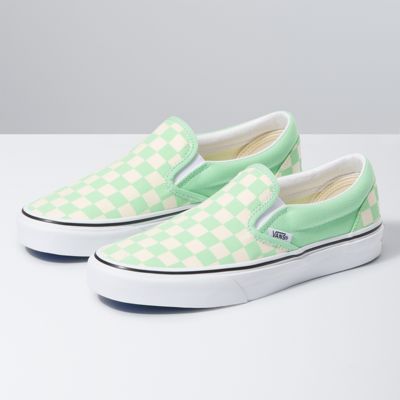 green and white checkerboard vans