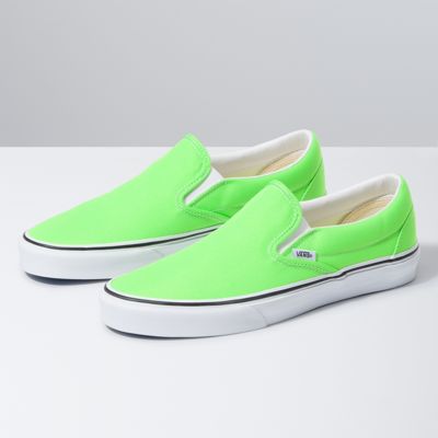 green slip on shoes