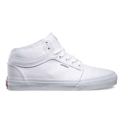 all white mid top vans