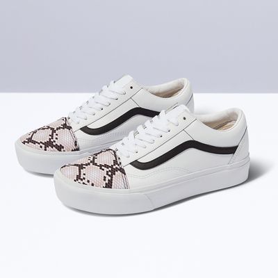 Vans old skool platform leather best sale snake white