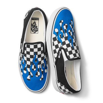 Customs Blue Flame Checkerboard Slip-On | Shop At Vans