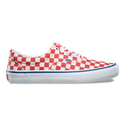 checkered vans red and white