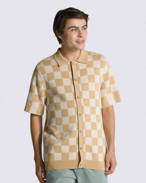 Vans Checkerboard Buttondown Sweater (Oatmeal/Taos Taupe)
