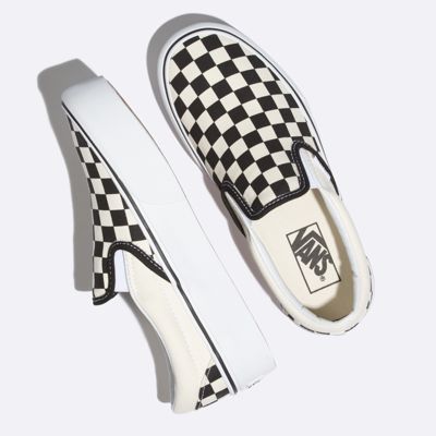 checkered vans with red flames