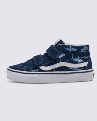 Vans Kids Sk8-mid Reissue Hook And Loop Shoes (4-8 Years) (into The Blue Blue/multi) Kids Blue, Size 13.5