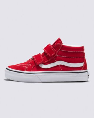 Vans Kids Sk8-mid Reissue Hook And Loop Shoes (4-8 Years) (racing Red/true White) Kids , Size 13