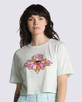 Psychedelic Eye Print Crop T-Shirt(Clearly Aqua)