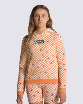 Kids Fruit Checkerboard Pullover Hoodie(Sun Baked/Marshmallow)