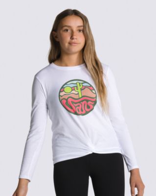Kids Outdoor Twisted Long Sleeve Tee(White)