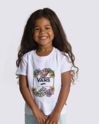 Little Kids Elevated Box Flowers T-Shirt(White)