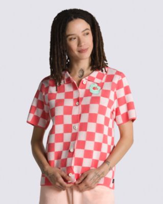 Vans Fruity Fun Checkerboard Buttondown Shirt(calypso Coral)