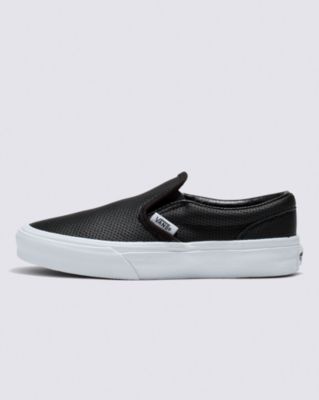 Vans Kids Slip-on Perf Leather Shoe(black)