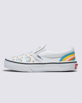 Vans Kids Classic Slip-on Shoe(rad Rainbow True White/multi)