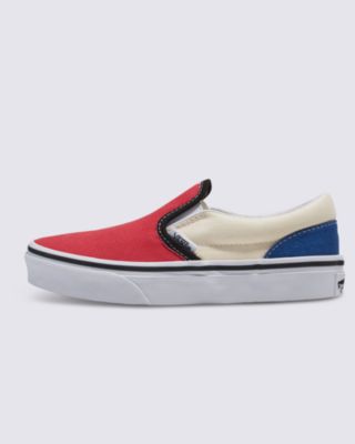 Vans Kids Classic Slip-on Color Block Shoe(red/blue)