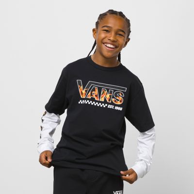 Vans Kids Digi Flames Twofer T-shirt(black)