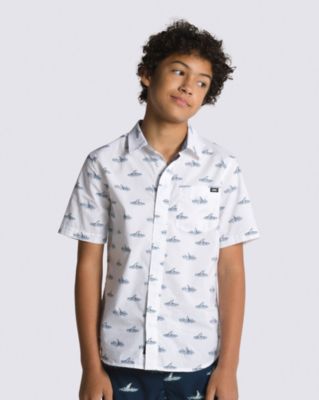 Kids Shark Fin Buttondown Shirt(White)